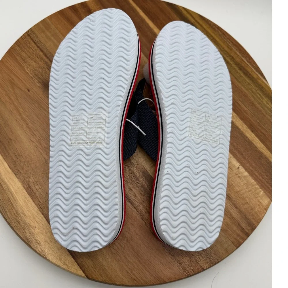 U.S. Polo Assn. Size 5-6 Flip Flops Red White Striped Sandals‎ 1065